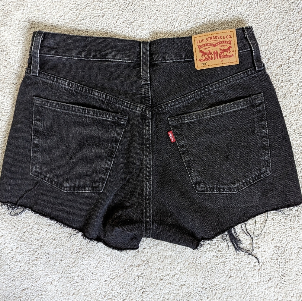 Levis 501 Cheeky Black Denim Shorts High Waisted